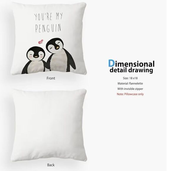 PENQUIN Pillow Covers Set of 2 18X18 Inch Covers Only - Picture 10 of 11